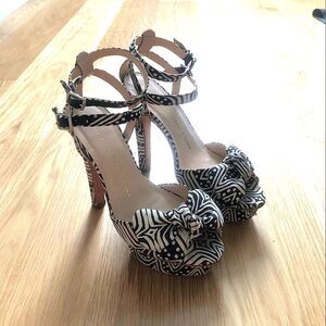 Loeffler Randall Black and White Heels with Zebra Print